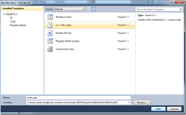 Select C++ File(.cpp)