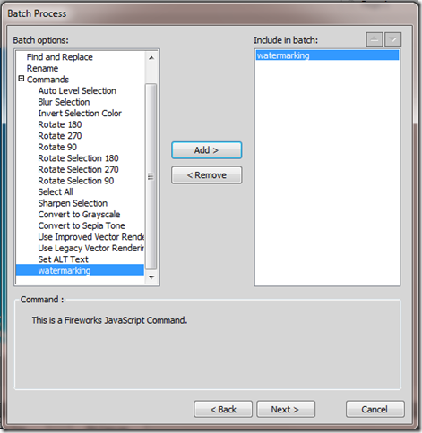 Selecting Previously Created Command