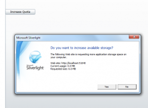 Silverlight 4 : Increase Quota Isolated Storage