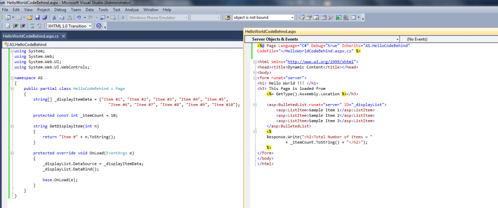 ASP.NET Code Behind