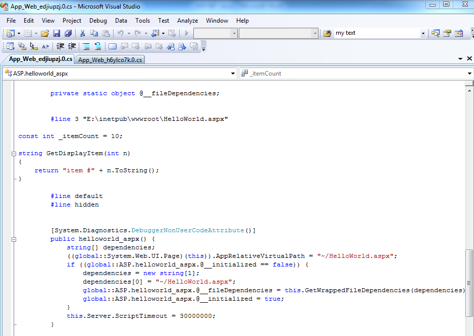 Generated server side script ASP.NET