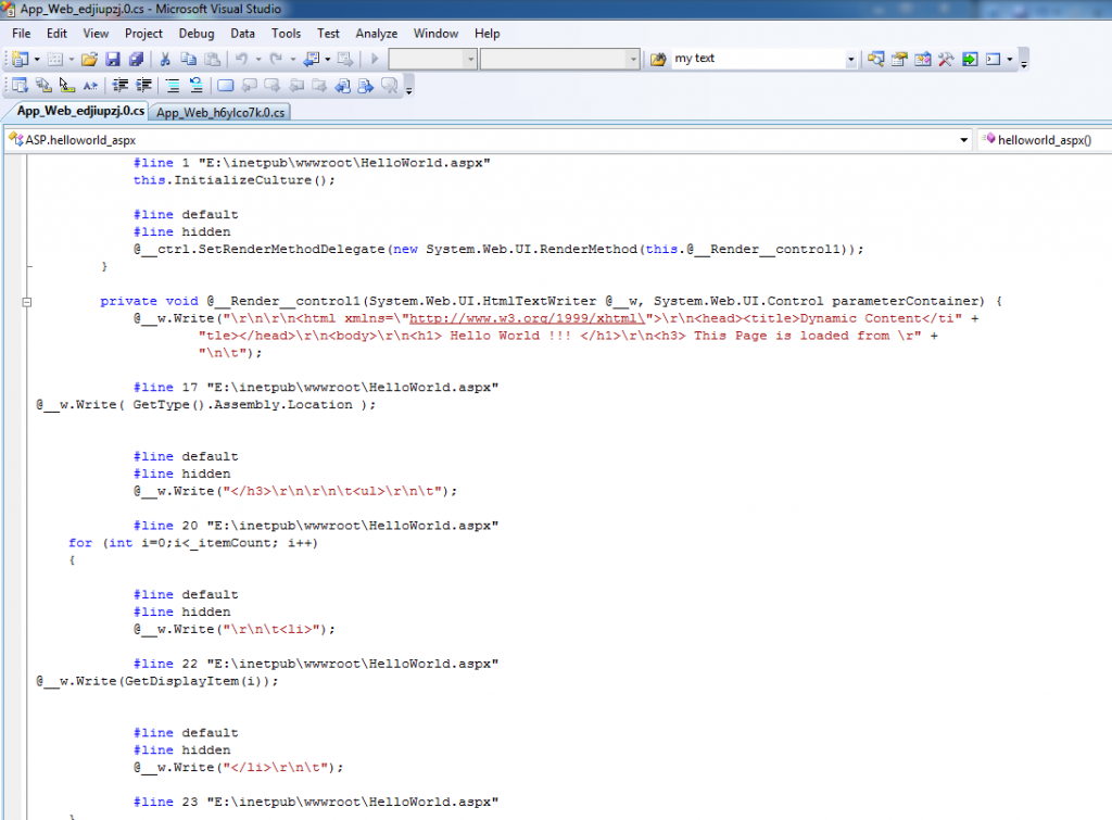 Generated server side script ASP.NET