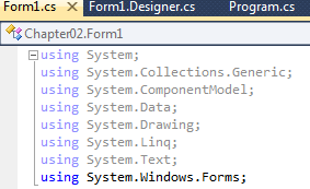 Visual Studio Using Statements