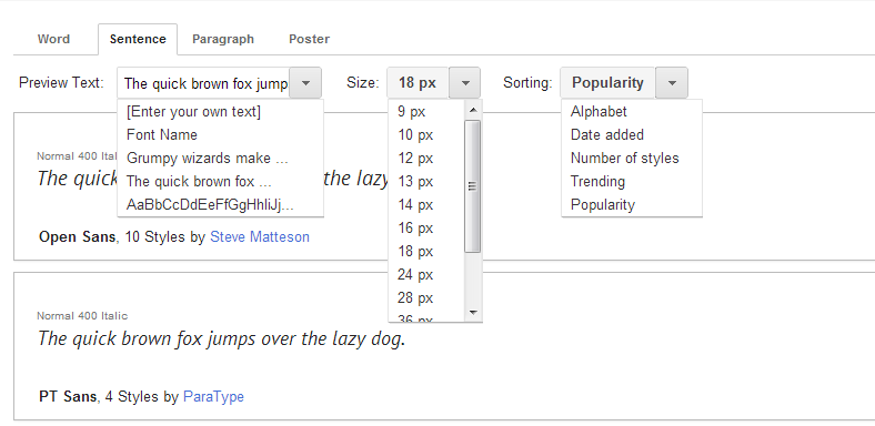 Google Web Fonts