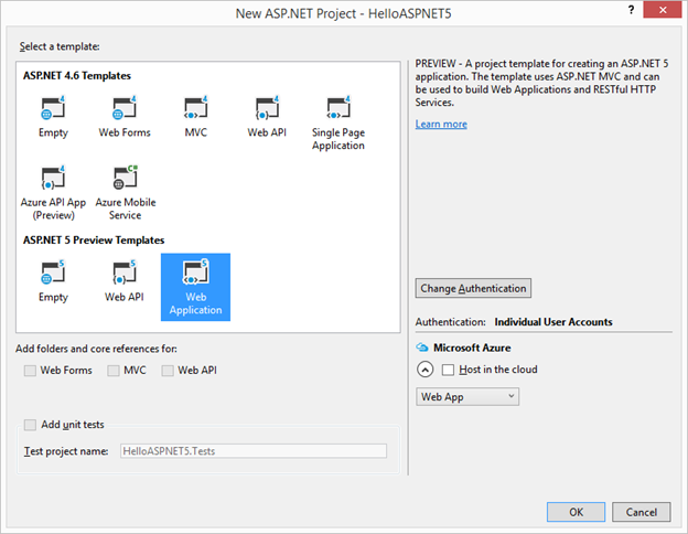 Hello World ASP.NET 5 Project