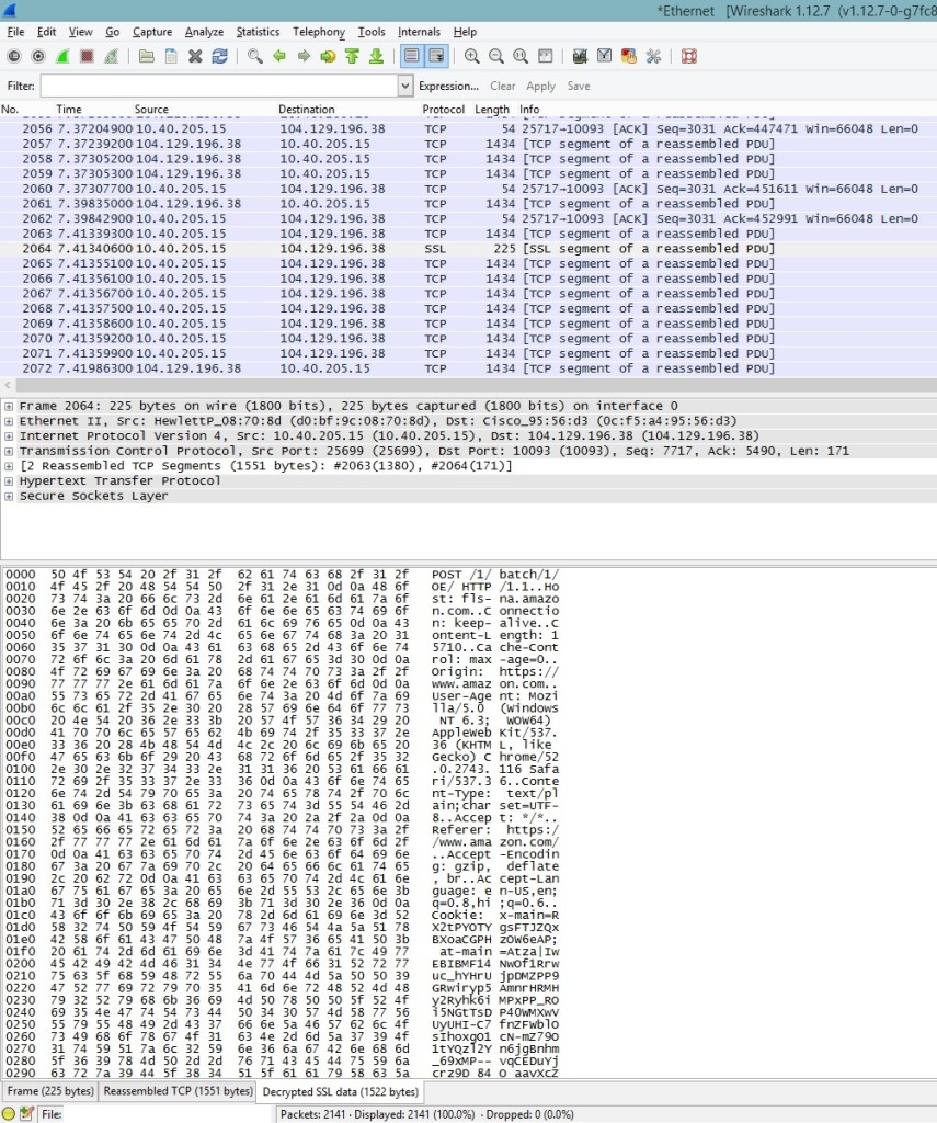 a picture showing decrypted packet in wireshark