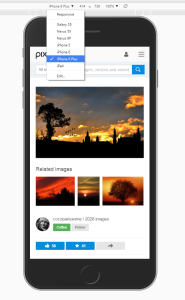 a picture showing where to select device in chrome device mode window