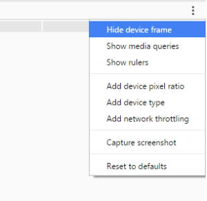 a picture showing where to hide the device frame in chrome 