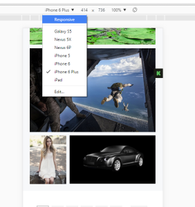a picture showing where to select Device as Responsive in Chrome device menu in dev tools 