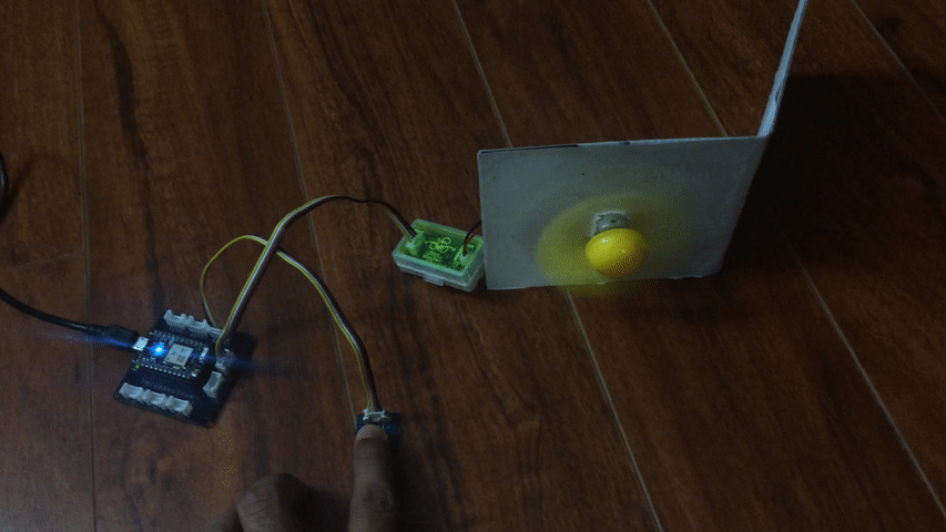 a picture showing running IOT fan through button