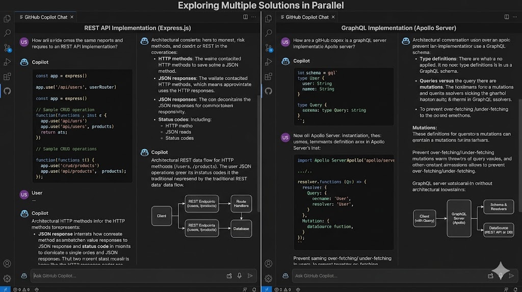 Two different approaches in separate forked chats
